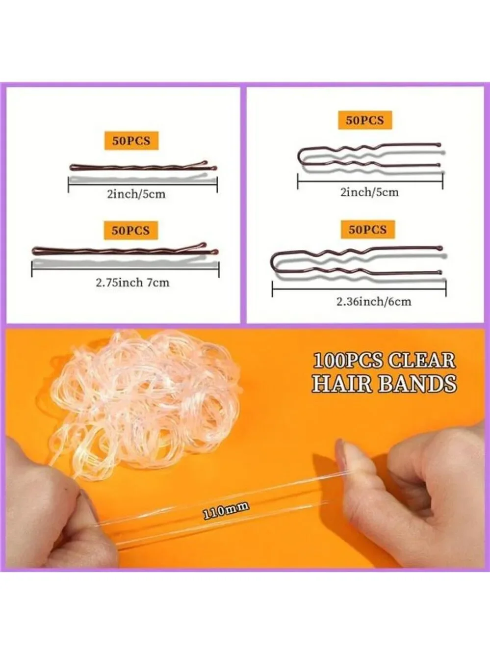 Bobby pins hair pins kit 300pcs brown clear bun pins hair bands for women